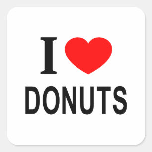 Adesivo Quadrado Eu ❤️ DONUTS Eu AMO DONUTS Eu ADORO DONUTS