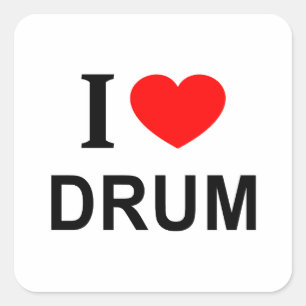 ADESIVO QUADRADO EU ❤️ DRUM EU AMO DRUM I CORAÇÃO