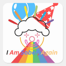 Adesivo Quadrado Eu estou sóbrio de novo