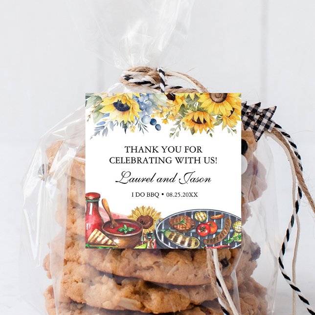 Adesivo Quadrado Eu Faço Churrasco Girassol Rústico Festa de Noivad (Criador carregado)