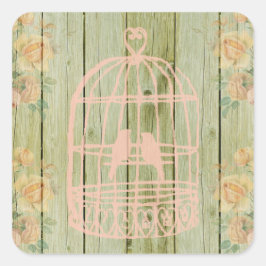 Adesivo Quadrado Eu Faço Vinhetas De Casamento Floral De Aves De Ma