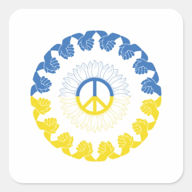 Adesivo Quadrado Eu Fico Com A Ucrânia (Frente)