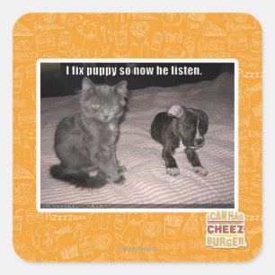Adesivo Quadrado Eu fixo o filhote de cachorro