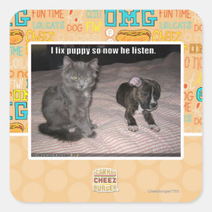 Adesivo Quadrado Eu fixo o filhote de cachorro