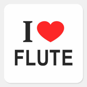 Adesivo Quadrado Eu ❤️ FLAUTA Eu AMO FLAUTA Eu AMO FLAUTA