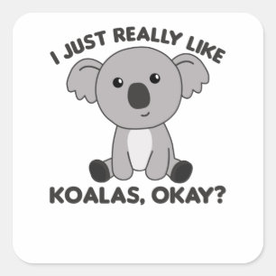 Adesivo Quadrado Eu gosto muito de Koalas - Sweet Koala