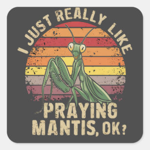Adesivo Quadrado Eu Gosto Muito De Rezar À Mantis Ok Insetos Retro