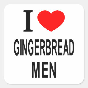 Adesivo Quadrado Eu ❤️ HOMENS DE BISCOITO DE GENGIBRE Eu AMO HOMENS
