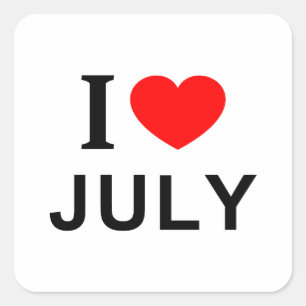 Adesivo Quadrado Eu ❤️ JULHO Eu AMO JULHO Eu ADORO JULHO