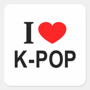 Adesivo Quadrado Eu ❤️ K-POP Eu AMO K-POP Eu ADORO K-POP