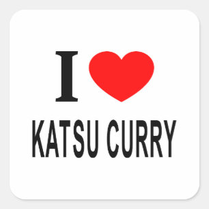 Adesivo Quadrado Eu ❤️ KATSU CURRY Eu AMO KATSU CURRY Eu ADORO KATS