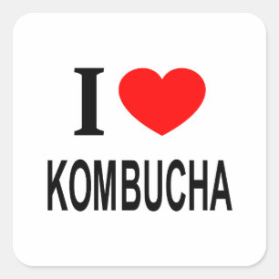 Adesivo Quadrado Eu ❤️ KOMBUCHA Eu AMO KOMBUCHA Eu ADORO KOMBUCHA