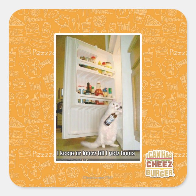 Adesivo Quadrado Eu mantenho nossa cerveja (Frente)