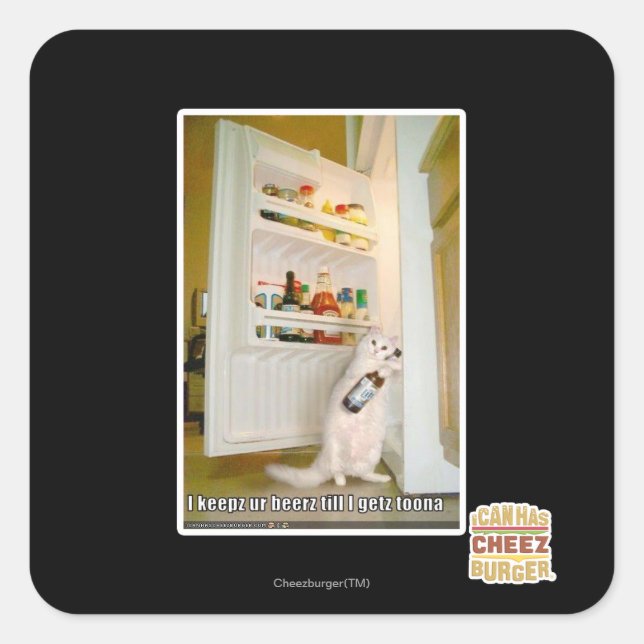 Adesivo Quadrado Eu mantenho nossa cerveja (Frente)