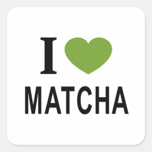 ADESIVO QUADRADO EU ❤️ MATCHA EU AMO MATCHA EU CORAÇÃO MATCHA