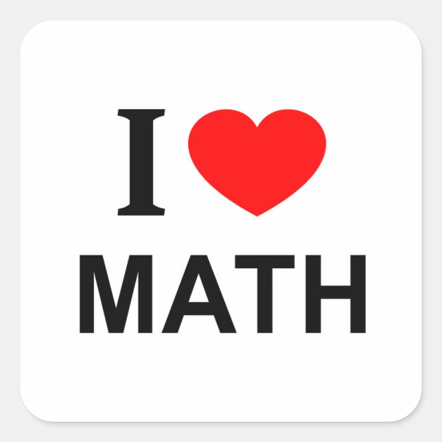 Adesivo Quadrado Eu ❤️ MATEMÁTICA Eu AMO MATEMÁTICA Eu ADORO MATEMÁ (Frente)