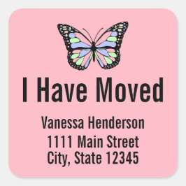 Adesivo Quadrado Eu Mudei O Anúncio Móvel De Borboleta Rosa