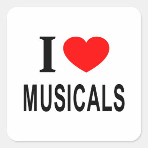 Adesivo Quadrado Eu ❤️ MUSICAIS EU AMO MUSICAIS EU ADORO MUSICAIS
