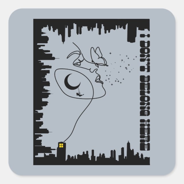 Adesivo Quadrado Eu não pertenço aqui (Frente)