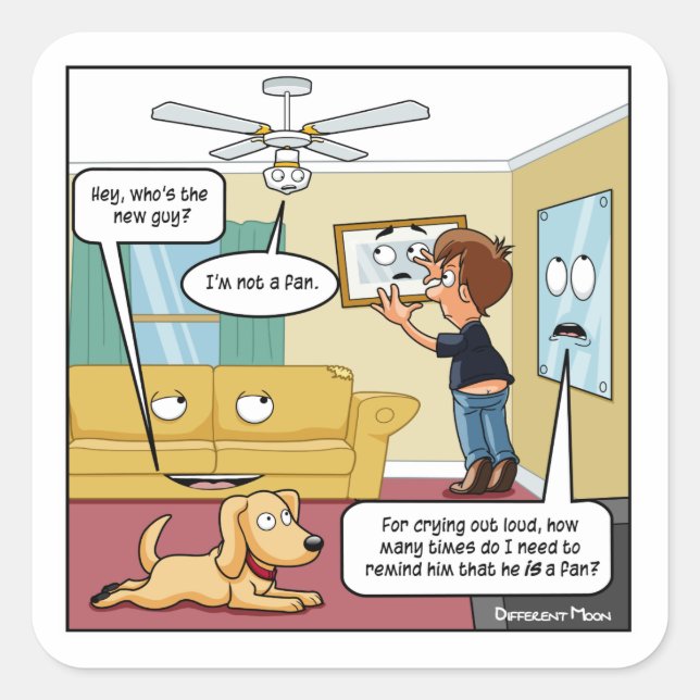 Adesivo Quadrado Eu não sou um punhal de ventilador (Frente)