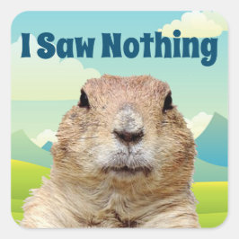 Adesivo Quadrado Eu não vi nada no dia do Groundhog