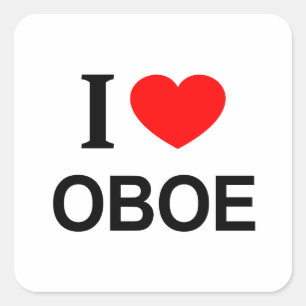 Adesivo Quadrado Eu ❤️ OBOE Eu AMO OBOE Eu ADORO OBOE
