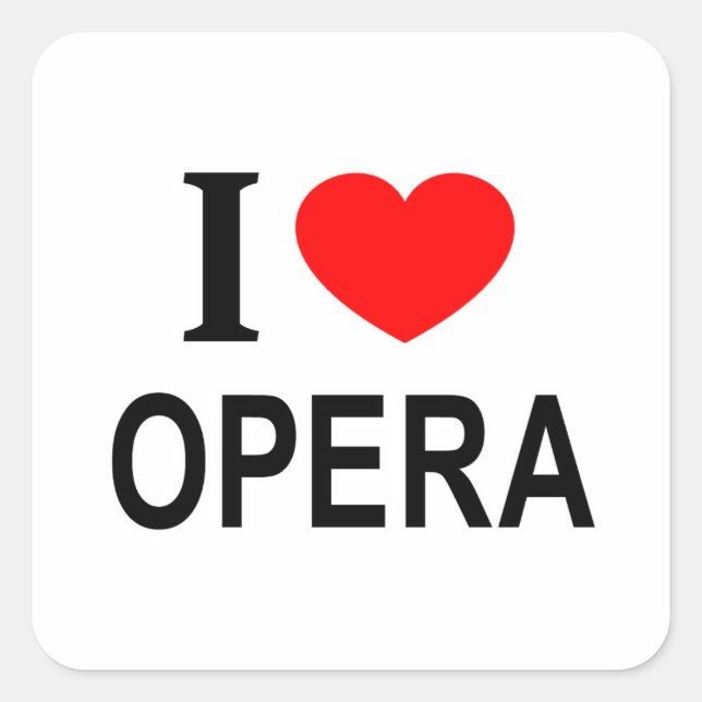 Adesivo Quadrado Eu ❤️ ÓPERA Eu AMO ÓPERA Eu ADORO ÓPERA (Frente)