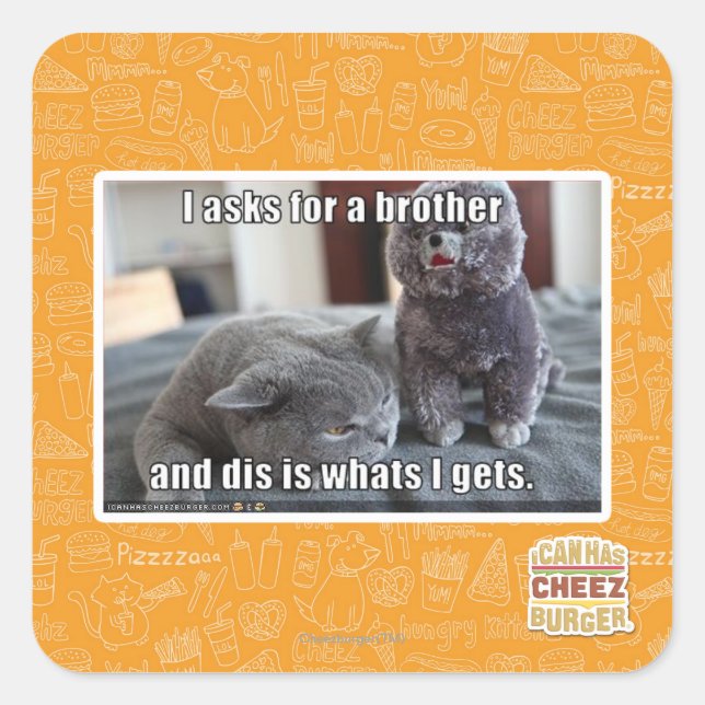 Adesivo Quadrado Eu peço um irmão (Frente)