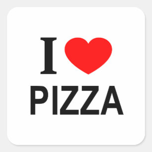 ADESIVO QUADRADO EU ❤️ PIZZA EU AMO PIZZA I HEART PIZZA