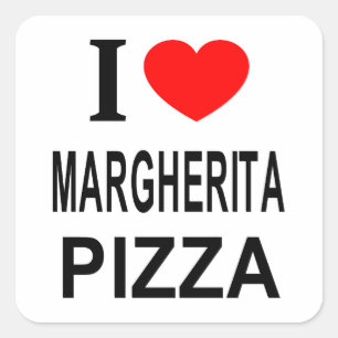 Adesivo Quadrado Eu ❤️ PIZZA MARGHERITA Eu AMO PIZZA MARGHERITA Eu