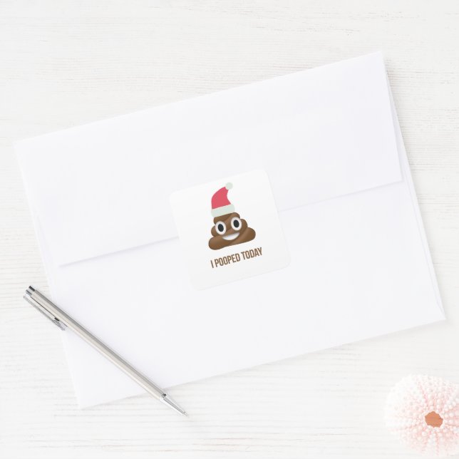 Adesivo Quadrado Eu Pooptei Hoje Engraçado Marrom Emoji Chapéu De N (Envelope)