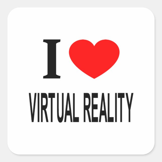 Adesivo Quadrado Eu ❤️ REALIDADE VIRTUAL Eu AMO REALIDADE VIRTUAL E (Frente)