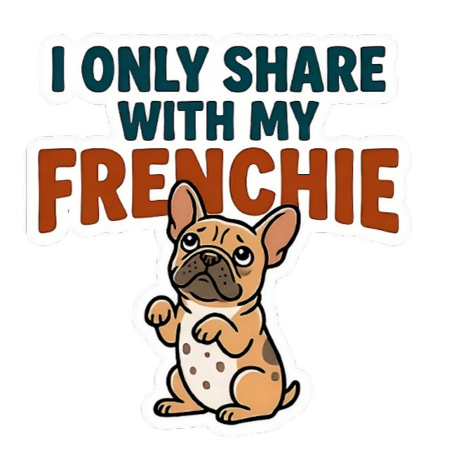 Adesivo Quadrado Eu Só Compartilho Com Meu Frenchie  (I Only Share With My Frenchie – bold, funny, and perfect for Frenchie lovers!)