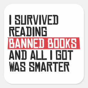 Adesivo Quadrado Eu sobrevivi lendo livros proibidos
