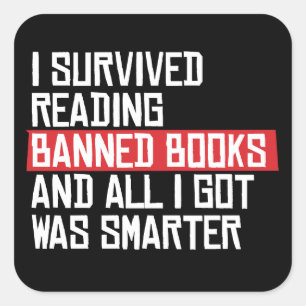 Adesivo Quadrado Eu sobrevivi lendo livros proibidos