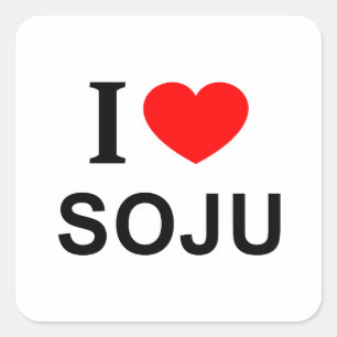 Adesivo Quadrado Eu ❤️ SOJU Eu AMO SOJU Eu ADORO SOJU
