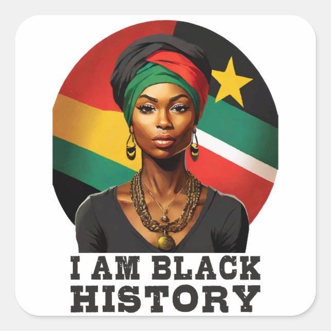 Adesivo Quadrado Eu sou História Negra (Frente)