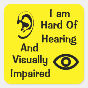 Adesivo Quadrado Eu sou Hoh e Visualmente Impairment Amarelo
