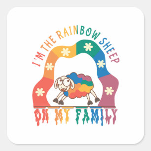 Adesivo Quadrado Eu sou o Rainbow Sheep da minha família - Orgulho 