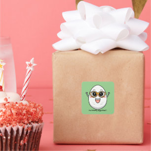 Adesivo Quadrado Eu sou óvulo torto de óvulo vestindo óculos.