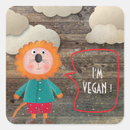 ADESIVO QUADRADO EU SOU VEGAN VEGETARIAN DOCE LÍON RUSTIC CLOWDS