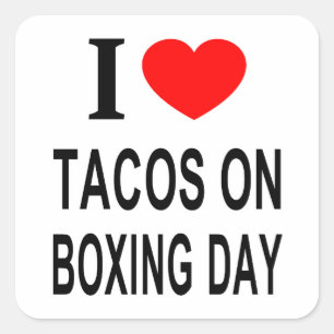 Adesivo Quadrado Eu ❤️ TACOS NO DIA DE SÃO ESTEVÃO EU AMO TACOS NO