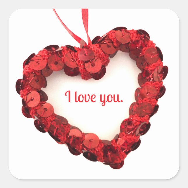Adesivo Quadrado Eu te amo. (Frente)