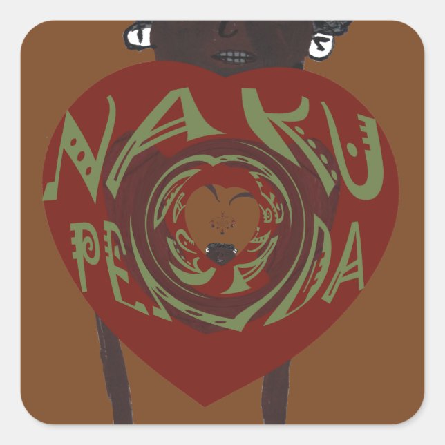 Adesivo Quadrado Eu te amo! Nakupenda Sana (Frente)