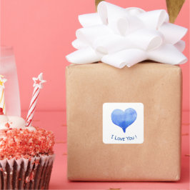 Adesivo Quadrado Eu Te Amo Namorados De Coração Azul