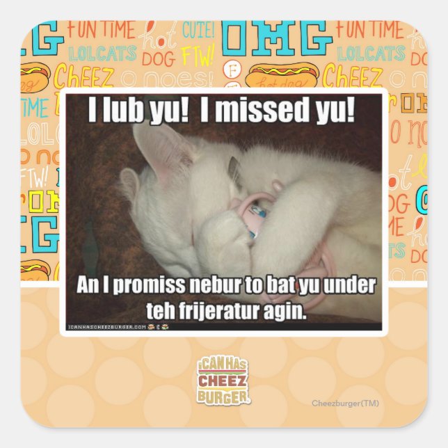 Adesivo Quadrado Eu te amo! Senti sua falta! (Frente)