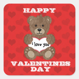 Adesivo Quadrado Eu Te Amo, Teddy Bear Sticker