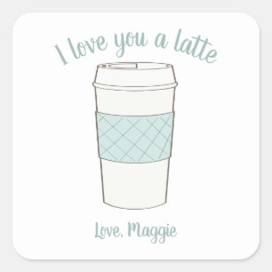 Adesivo Quadrado Eu te amo um Namorados de café Latte