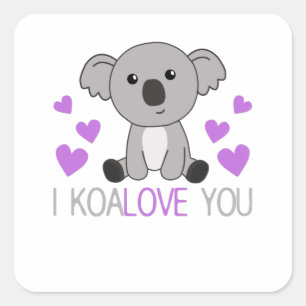 Adesivo Quadrado Eu Te Koalove Koala Bonita Com Animais Corações