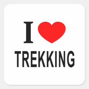 Adesivo Quadrado Eu ❤️ TREKKING Eu AMO TREKKING Eu ADORO TREKKING